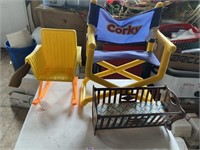 Plastic Corky director chair and crib