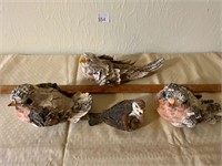 Wooden Eagle 2 Robin Quail Figurines