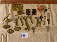 Vintage Assorted Skeleton Keys Hinges+