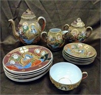 Beautiful Hand Painted Dragon Ware Tea Set, 24 pcs