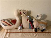 Vintage Quilt Handmade Stuffed Cat Sheep Swan