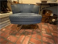 Nice Upholstered Swivel Barrell Chair MCM
