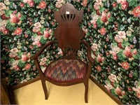 Antique Hand Carved Mahogany Arm Chair
