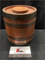 Vintage California Fig Wooden Barrel with Metal