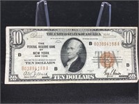 1929 Federal Reserve  New York $10 Brown Seal