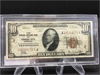 1929 Federal Reserve Kansas City $10 Brown Seal