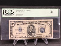 1934 C Silver Certificate $5 Wide Face