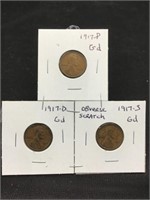 1917 P-D-S Cents
