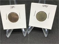 Pair of Liberty Nickels 1891 & 1895