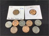 Group of 10 Wheat Cents Inclused 1943 Steel