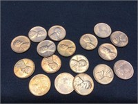 Group of 17 Briliant UNC Wheat Pennies 1954-58