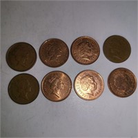 Lot of 8 One Pence Coins