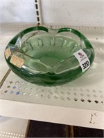 Green Tiffin glass ashtray