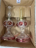 Tiffin glass oil lamps