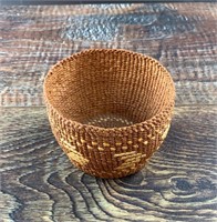 Hand woven Tlingit basket about 100 years old 2 3/