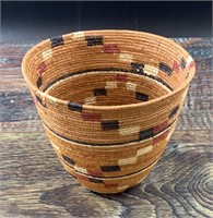 Beautiful Tlingit cedar root basket, beautiful dye