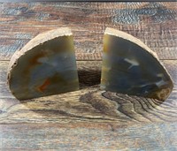 Pair of agate bookends, 5.5" tall
