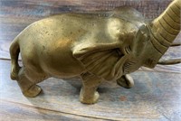 Brass elephant figurine, 8" tall