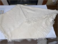 Vintage White Heart Motif Blanket