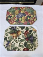 Set of Two Cloth Fruit Motif Placemats