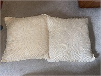 Pair of Crocheted Pillow Covers w/ Pillows
