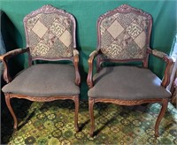 2 Wooden/Cloth Chairs