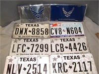 8pc Metal License Plates - Texas / Air Force