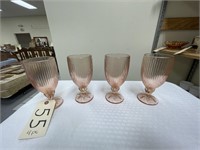 4 pcs-Stemware Pink Depression Glass