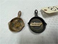 2 pcs-Miniature Decorative Cast Iron Skillets
