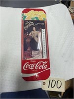 Metal Coca Cola Thermometer 16" x 6"