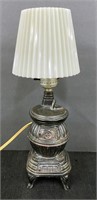 Vtg Small Metal Potbelly Stove Lamp-WORKS-12"