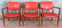 3 MID CENTURY WOOD ARM CHAIRS OFFICE OR HOME