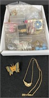 Vintage Jewelry Lot-1928 Necklace, Clip Earrings