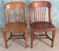 2-VINTAGE WOOD BANKERS SIDE OR CONFERENCE CHAIRS