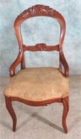 ANTIQUE ORNATE CARVED WOOD PARLOR CHAIR