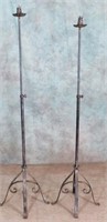 PAIR OF METAL ADJUSTABLE  CANDLESTICK STANDS