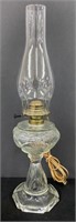 Vtg Clear Heart Oil Lamp-Electric Converted-WORKS