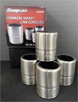 Snap-on Stainless Socket Can Cooler -4pc Set w/Box