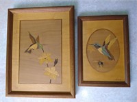 Pair Humingbird Wood Art -Signed Nelson