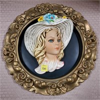 Ceramic Girl w/ Flower Hat Wall Hanger