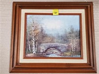 Stone Bridge & Creeek Oil on Canvas Painting