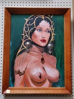Oil on Canvas Painting of Exotic Woman