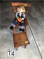 Wooden Chair ,  Doll & Small table