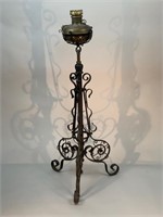 1800s Wrought Iron Floor Lamp Converted Electrical