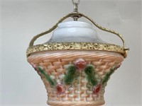 1920s Flower Basket Hanging Lamp Fixture
