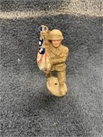 Vintage WWII Composition Toy Soldier-Flag Bearer