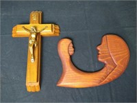 Cross with Candles, Religous Wood Art