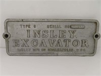 Insley Excavator Cast Tag
