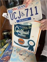 LICENSE PLATE AND GULF SIGNS