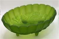 Vintage Indiana Glass Frosted Green Satin Oval